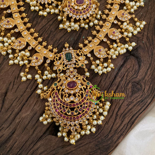 Premium Gold Look Alike Short Neckpiece-Guttapusalu Neckpiece -G9646