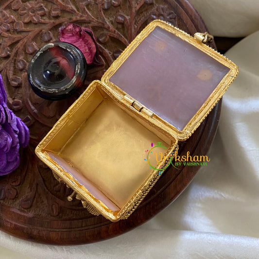 Fancy AD Stone Kumkum Box-Square -Lavender -G7644