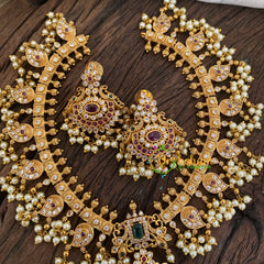 Premium Gold Look Alike Short Neckpiece-Guttapusalu Neckpiece -G9646