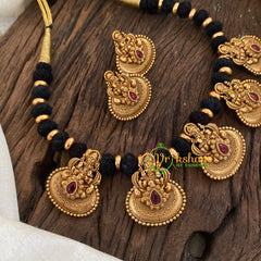 Black Thread Lakshmi Pendant Short Neckpiece-G9642