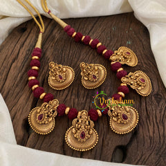 Red Thread Lakshmi Pendant Short Neckpiece-G9640