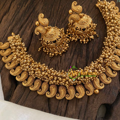 Cluster Ghungroo Gold Look Alike Maanga Short Neckpiece -G9645