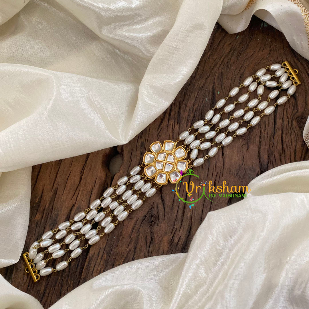 Kundan Pearl High Neck Choker-G9663