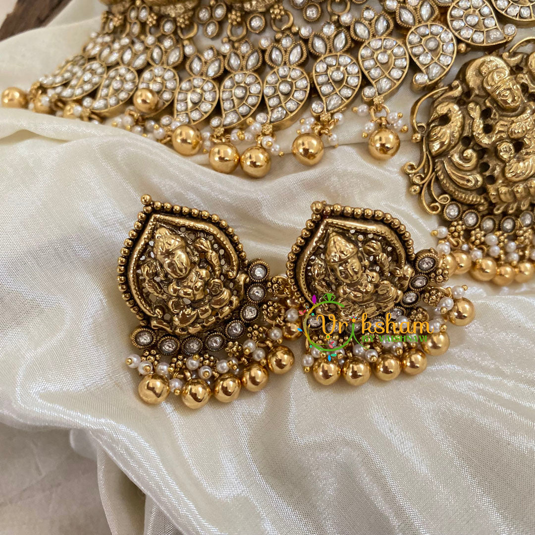 White American Diamond Lakshmi High Neck Choker -G9664