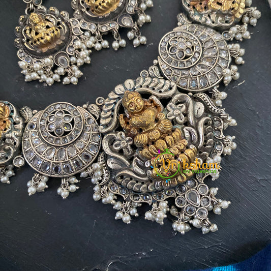 White Stone Dual Tone Temple Short Neckpiece -S461