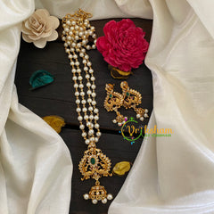 Layered Pearl Pendant Chain -Jhumka Style -G7674