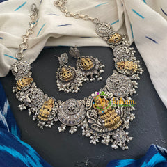 White Stone Dual Tone Temple Short Neckpiece -S461