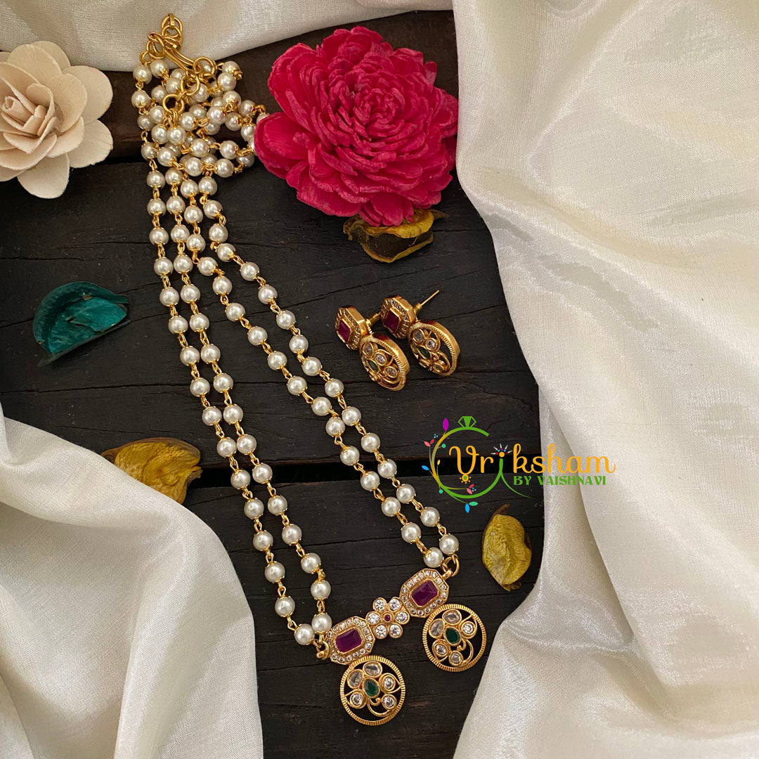 Layered Pearl Pendant Chain -Mangalsutra Pendant -G7675