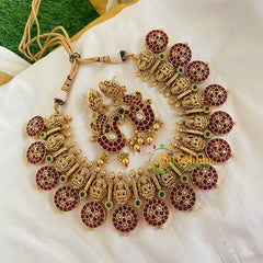 Antique Temple Lakshmi coin style Neckpiece-Gold Beads -G5475