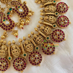 Antique Temple Lakshmi coin style Neckpiece-Gold Beads -G5475