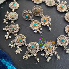 Dual Tone Short Neckpiece-Turquoise -S517