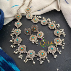 Dual Tone Short Neckpiece-Turquoise -S517