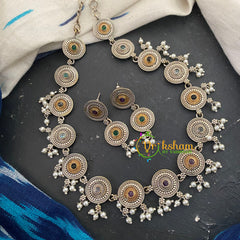 Dual Tone Short Neckpiece -Dual color Stone-S518