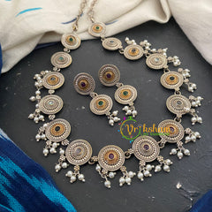 Dual Tone Short Neckpiece -Dual color Stone-S518