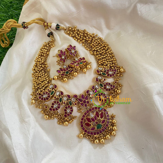 Gold Look alike Cluster Ghungroo Pendant Choker-G5484