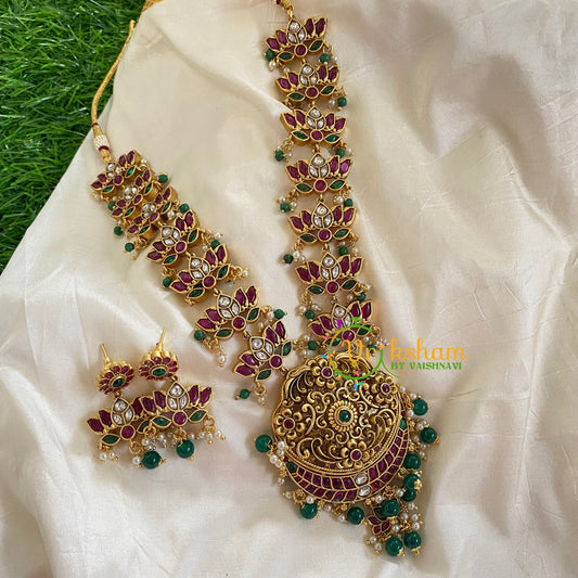 Exquisite Precious AD Stone Short Neckpiece-Green Bead-G5483