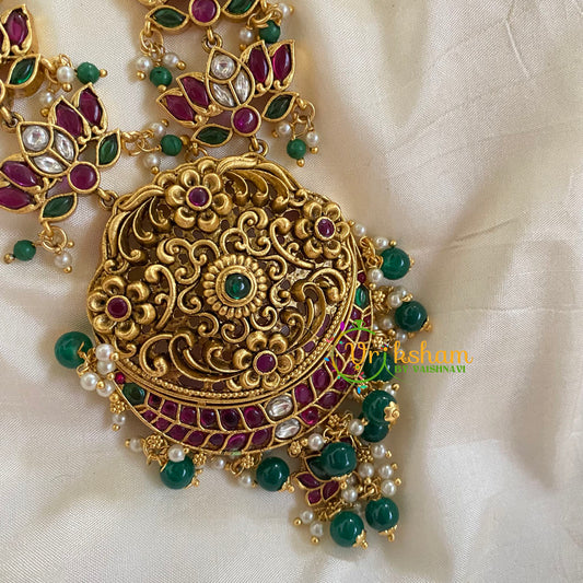 Exquisite Precious AD Stone Short Neckpiece-Green Bead-G5483