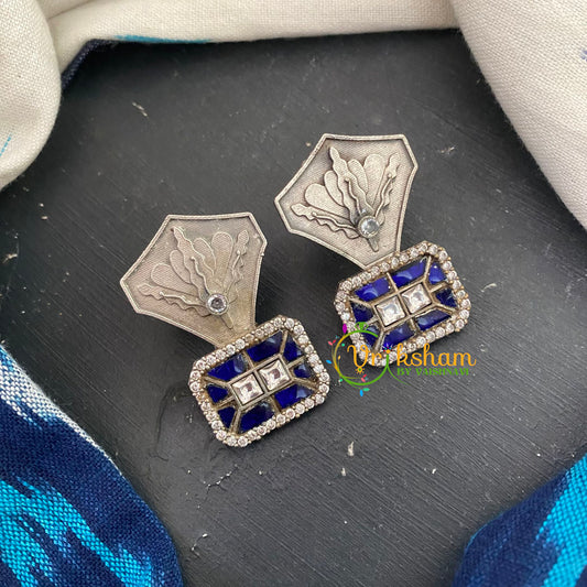 Dark Blue Silver Look Alike Designer Studs -S495