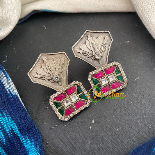 Pink Green Silver Look Alike Designer Studs -S497