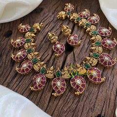 AD Stone Maanga Choker Short Neckpiece-Red Green-G10304