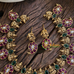 AD Stone Maanga Choker Short Neckpiece-Red Green-G10304