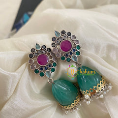 Dual Tone Jhumkas-Pink White Pastel Shades -S481