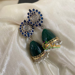 Dual Tone Jhumkas- Blue White -S480