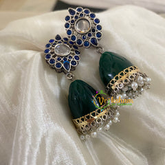 Dual Tone Jhumkas- Blue White -S480