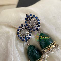 Dual Tone Jhumkas- Blue White -S480