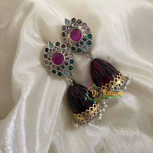 Dual Tone Jhumkas- Pink Green and Pastel Shade-S479