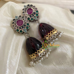 Dual Tone Jhumkas- Pink Green and Pastel Shade-S479