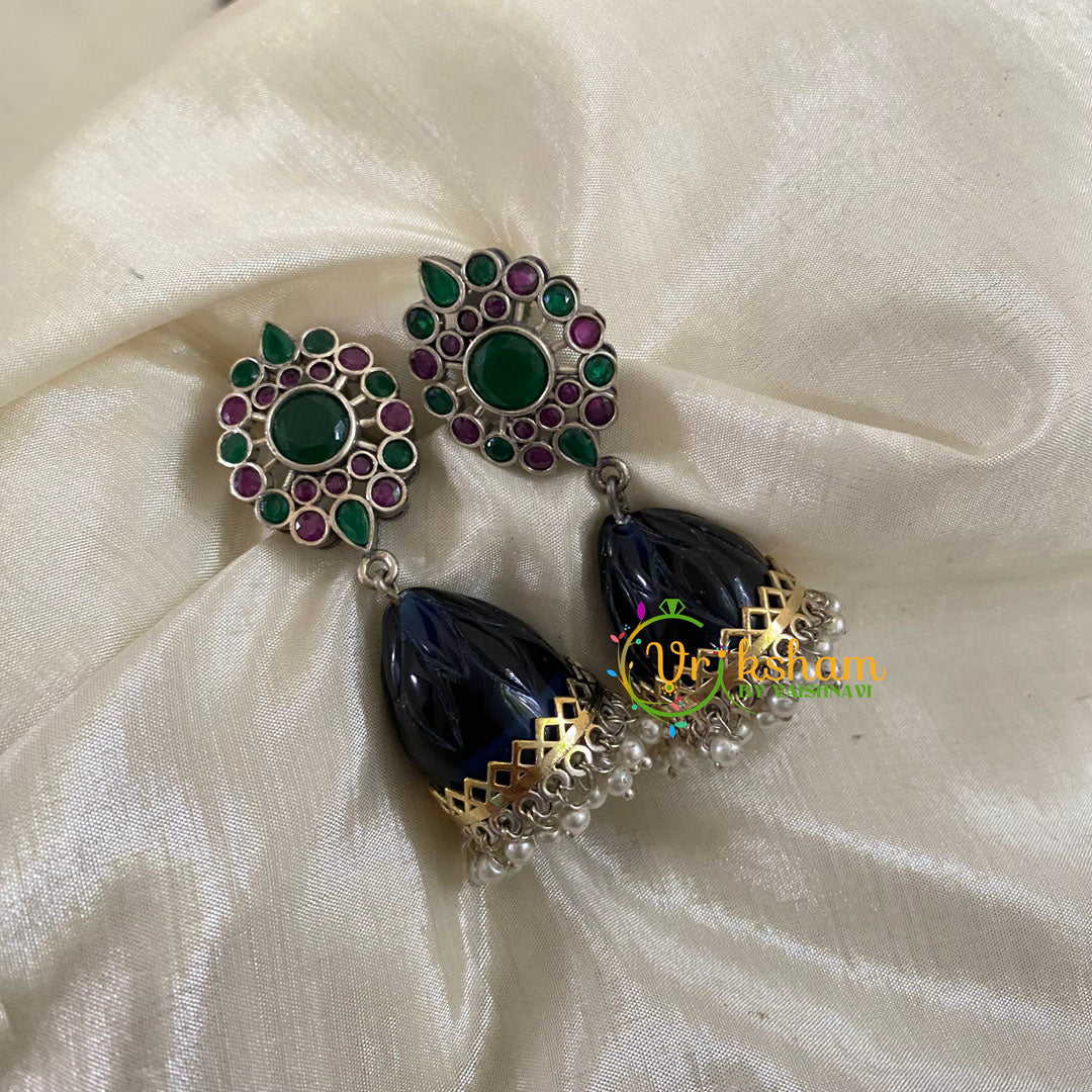 Dual Tone Jhumkas-Green Pink -S478