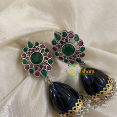 Dual Tone Jhumkas-Green Pink -S478