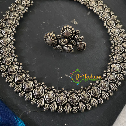 Kolhapuri Silver Neckpiece -Black Rope –S444