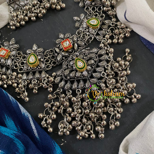 Kundan Silver look Alike Short Neckpiece-S451