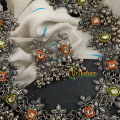 Kundan Silver look Alike Short Neckpiece-S451