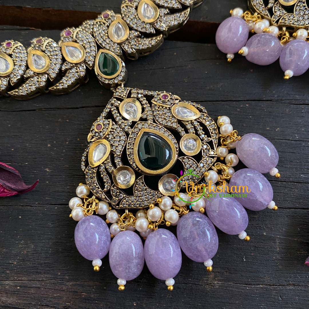 Victorian Diamond Short Neckpiece -Lavender-VV020