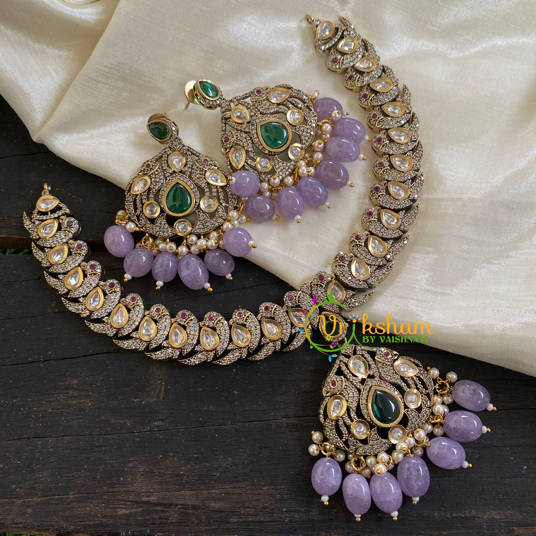 Victorian Diamond Short Neckpiece -Lavender-VV020