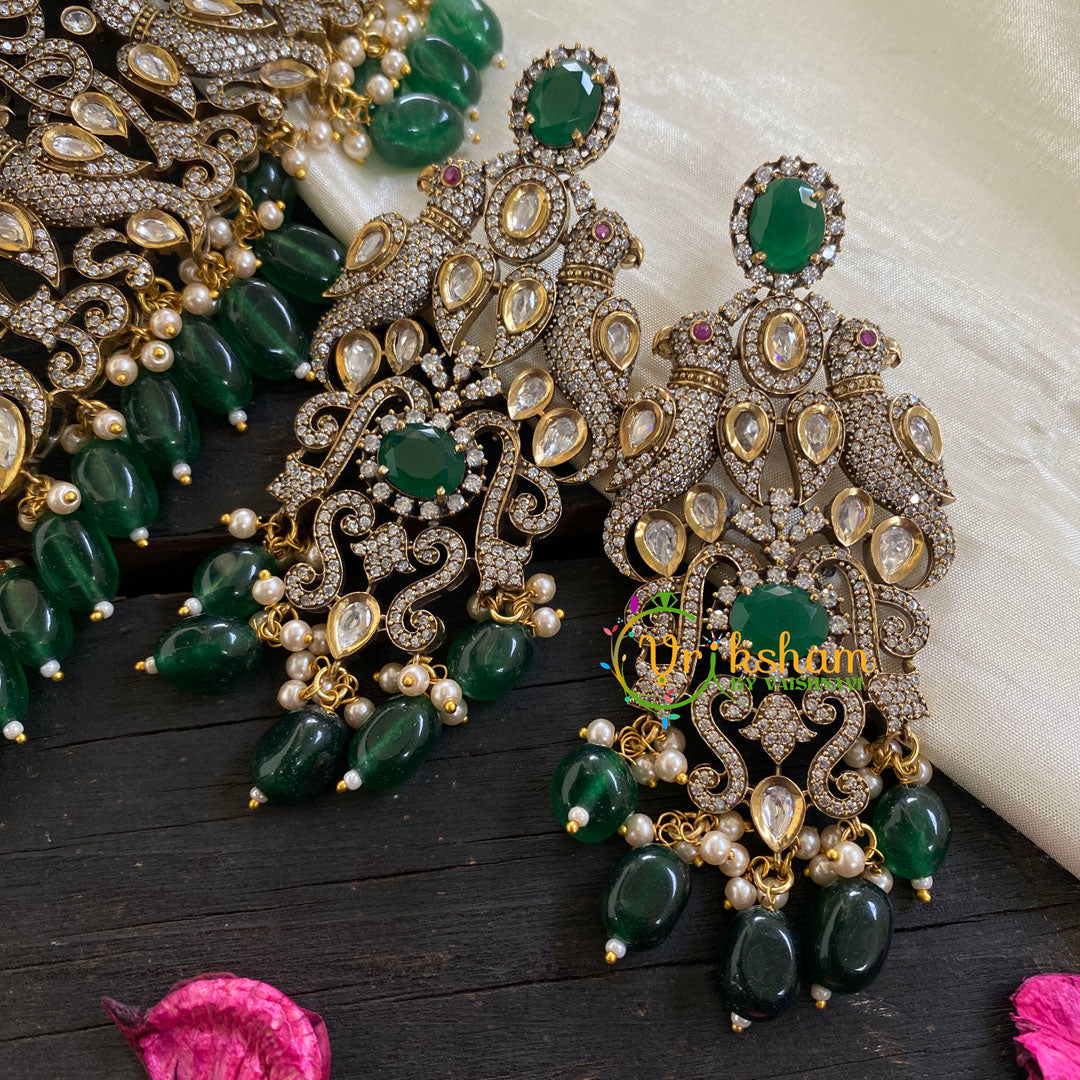Victorian Diamond Bridal Choker -Green Bead-VV021