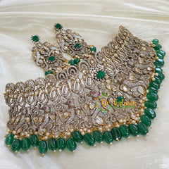 Victorian Diamond Bridal Choker -Green Bead-VV021