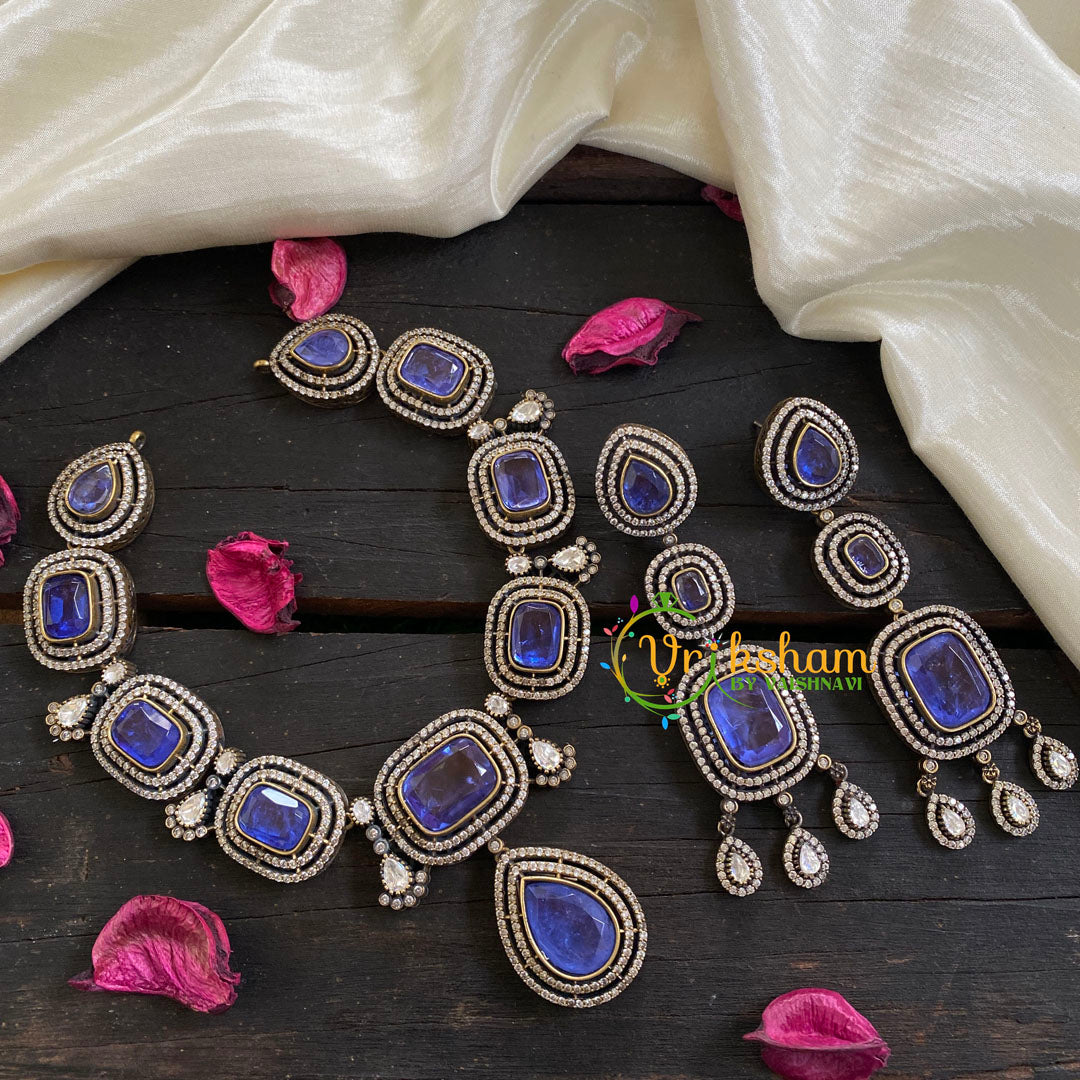 Blue Victorian Diamond Short Neckpeice -VV036