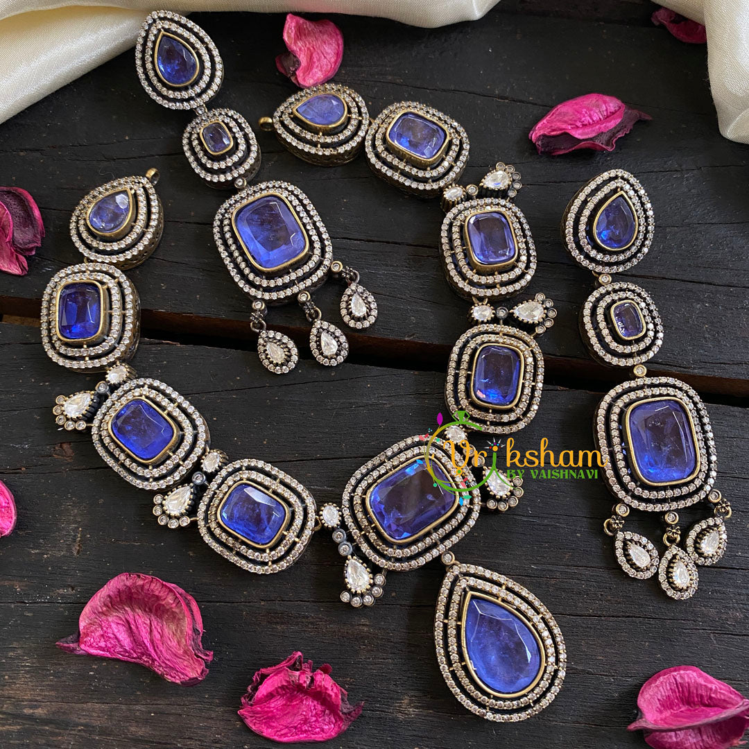 Blue Victorian Diamond Short Neckpeice -VV036