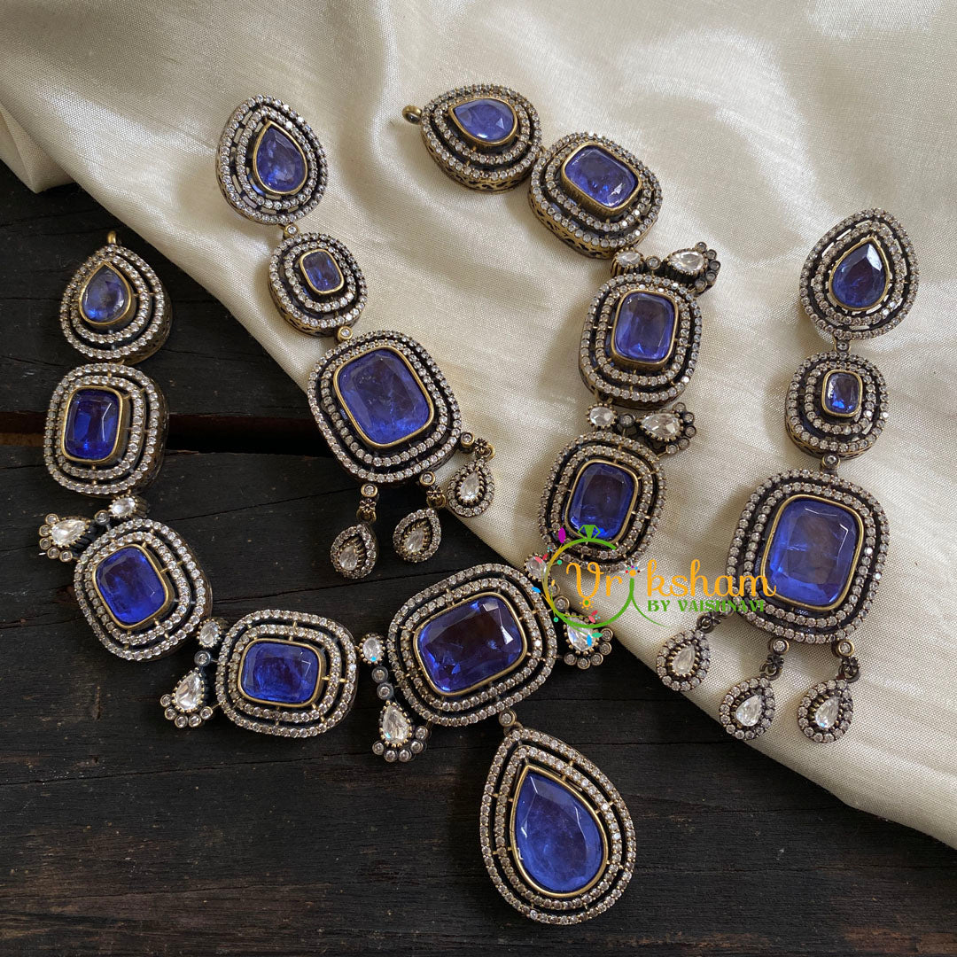 Blue Victorian Diamond Short Neckpeice -VV036