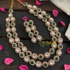 Layered Victorian Diamond Long Neckpiece-Green-VV038