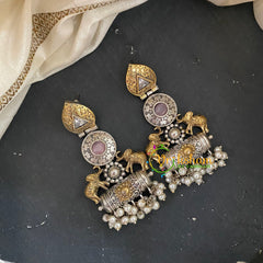 Two Tone Silver Look Alike Designer Danglers -S502