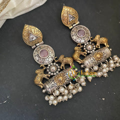 Two Tone Silver Look Alike Designer Danglers -S502