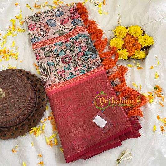 Kalamkari Semi Soft Silk Saree-VS298