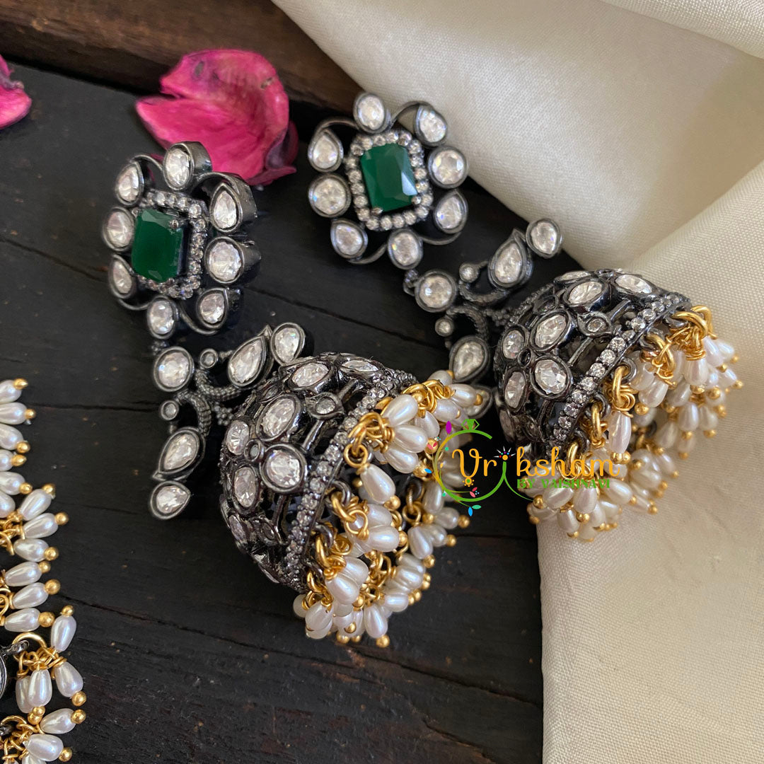 Green Stone Victorian Diamond Choker-VV040