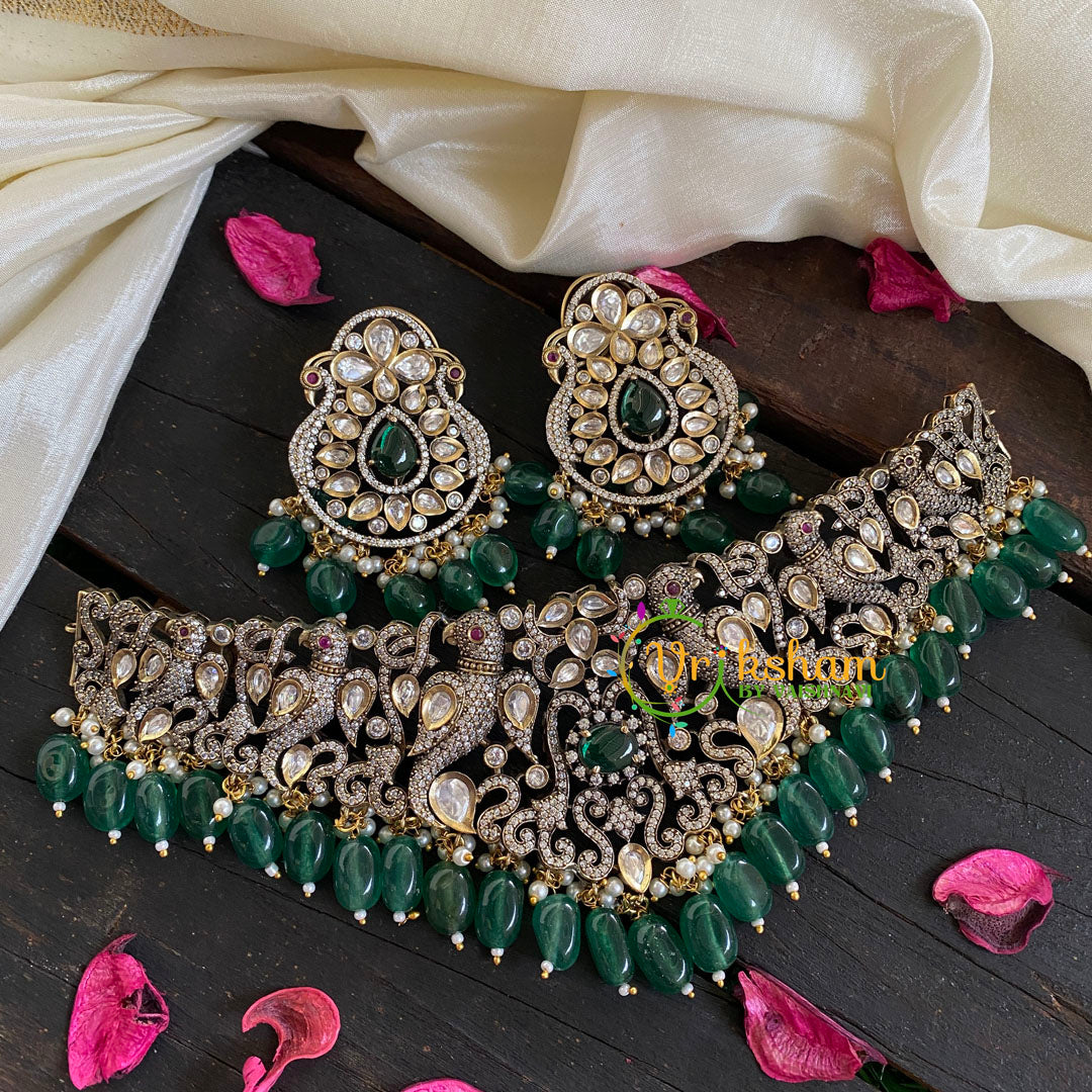 Emerald Victorian Diamond High Neck Choker-VV025