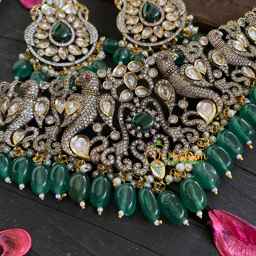 Emerald Victorian Diamond High Neck Choker-VV025